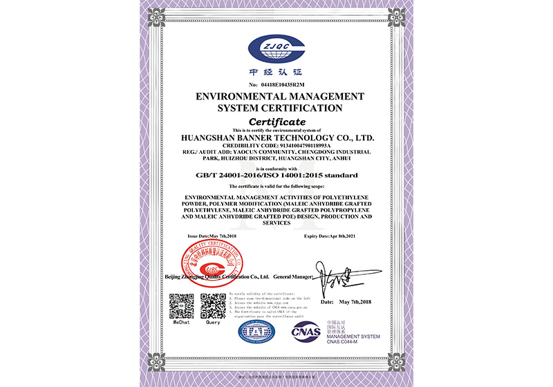 Environmental management system certification and safety certification